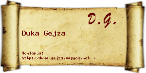Duka Gejza névjegykártya